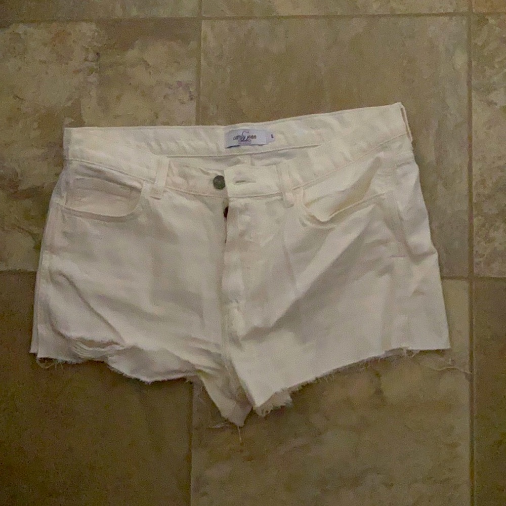White Carly jean shorts